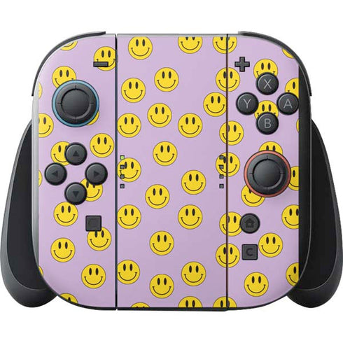 Purple Happy Face Pattern Nintendo Switch 2 (2025) with Joy-Con Skin